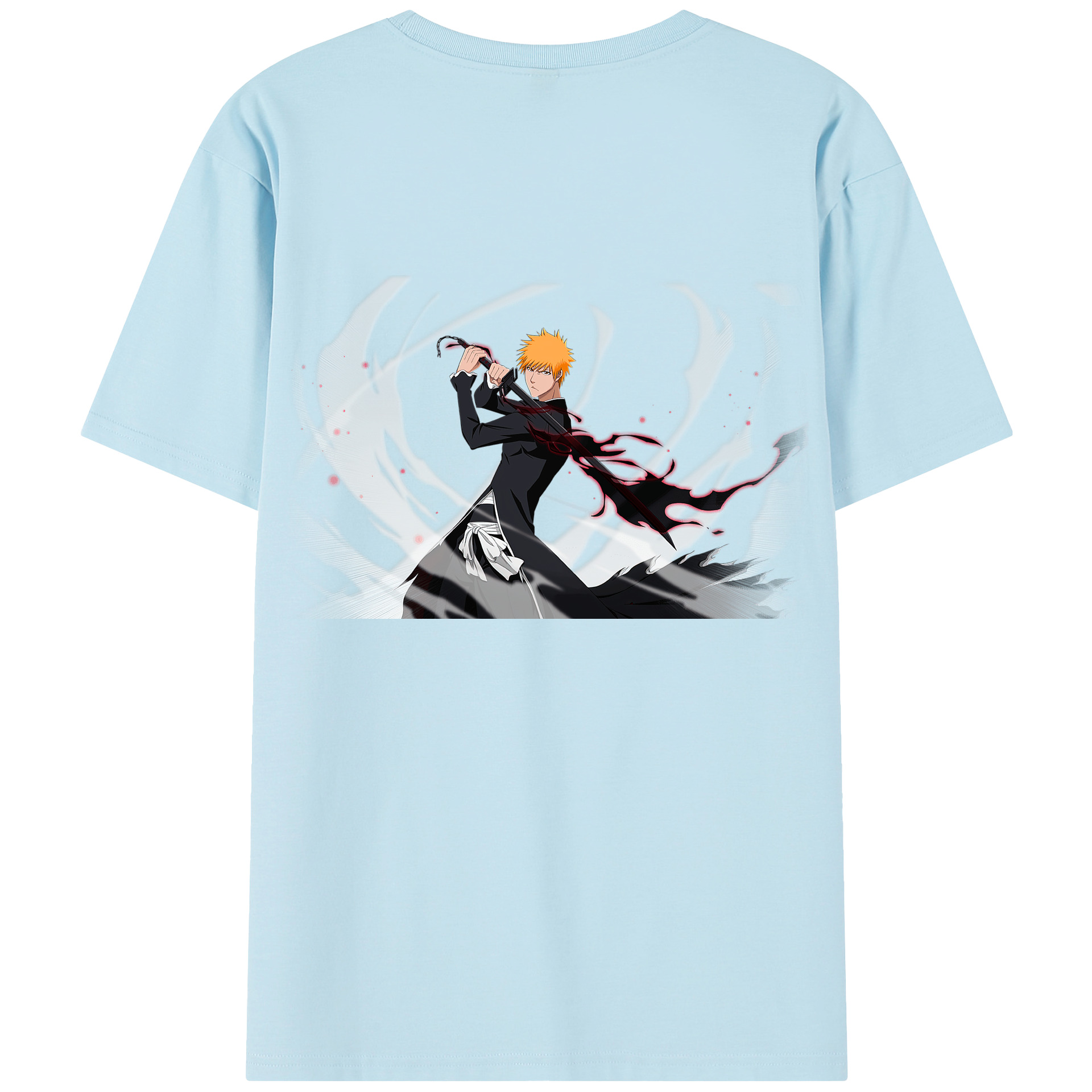 （画像用） ブリーチ 黒崎一護（くろさき いちご）BLEACH Kurosaki Ichigo 綿100％半袖Tシャツ（背面プリント）